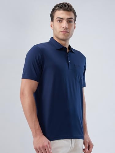 Image of Park Avenue Men Regular Fit Solid Pattern Pure Cotton Polo Neck Half Sleeve Casual T-Shirt