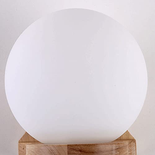 Aplique de pared de globo blanco con soporte de madera y cristal mate E27 7