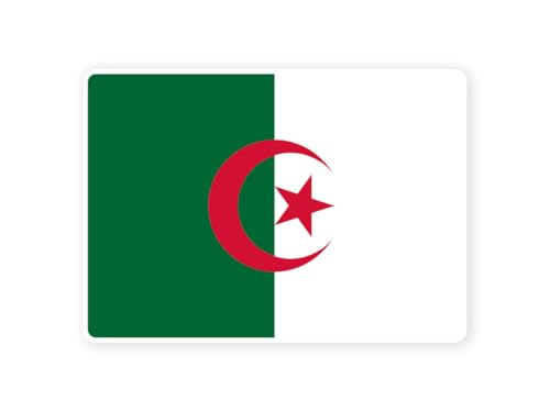 Sticker drapeau ALGERIE algerien 10cm(S) - 28cm(XL) autocollant bord blanc (taille S : 10cm x 7cm)