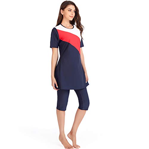 seafanny Musulman Maillots de Bain Islamique Femme Manches Courtes Modeste Maillot de Bain Rash Guard Surf Beachwear Burkini