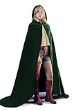 Unisex Renaissance Witch Hooded Cloak Halloween Demon Wizard Vampire Cape Cosplay Costume Green