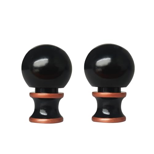 Image of GY & CK Ball Lamp Finials Lampshade finial Tops for Lamp Shade Harp Lamp Finial Knob Lamp Parts and Lighting Accessories Finial Black and Brone Edge 2 Pack