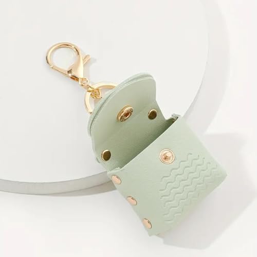 SRYTCYDA Mini Backpack Keychain for Women, Multifunctional Cute Cat Mini Coin Purse Keychain, Light Green Pouch Keychains for Storing Headset Coin Purse Twist-lock Small Items Charm — view 6