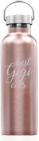 Rose Gold Double Wall Vacuum Insulated Stainless Steel Tumbler Travel Mug Best Gigi Ever Grandma Grandmother (25 oz Water Bottle)
