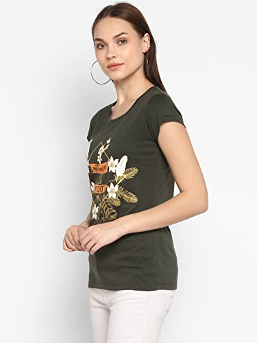 Image of Modeve Women Printed Cotton Blend Half Sleeve Round Neck T-Shirt for Summer