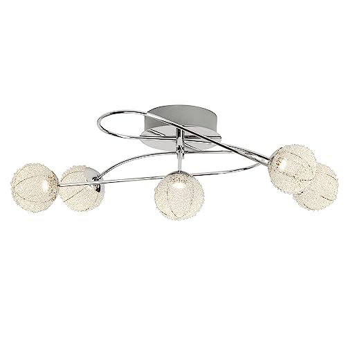Plafonnier LED de salon chic et moderne Brilliant Dajana en métal chromé