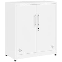YITAHOME 2-türige Aufbewahrungsschränke, Metall-Aktenschränke mit Schlüssel, Aufbewahrungsschrank mit 2 verstellbaren Regalen, Badezimmer-Organisationsschrank, Aktenschränke für Home Office, Weiß