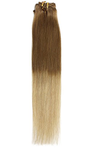 18" Clip-in Dip Dye Ombre Remy Human Hair Extensions
