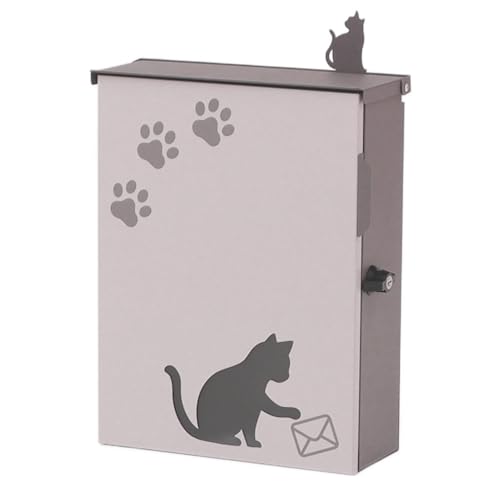 ヤマソロ ポスト 壁掛けポスト 猫 ねこ 動物 A4 鍵付き 防犯 郵便 miauler ミオレ 73-905 ベージュブラウン