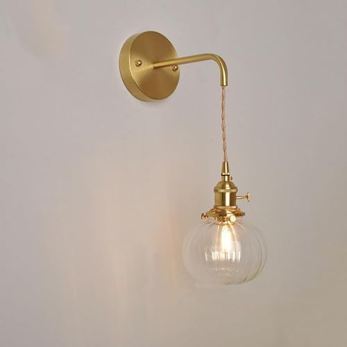 UQVUFIYJ Vintage Bedroom Wall Lamp Modern Mid Century Hallway Light Fixtures Glass Hanging Night Sconce Light for Dining Room Industrial Indoor Wall Light for Living Room Bathroom Over Kitchen Sink(Tr