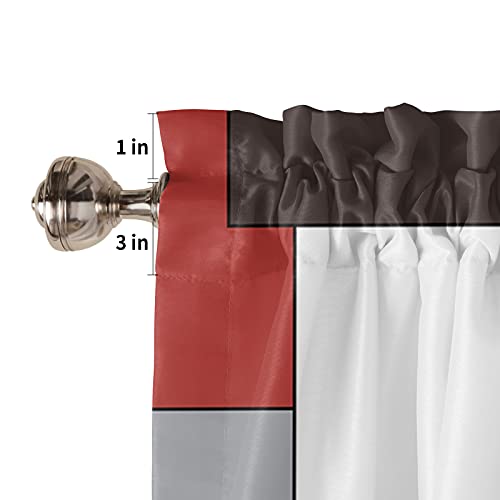 Black White Red And Grey Valance Curtains For Living Room/Bedroom/Bathroom/Kitchen Window, Century Rod Pocket Valance Tiers Small Window Curtain Drape Treatment, Geometric Panel 54X18 #TOP4