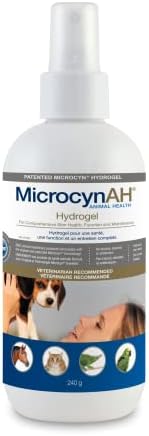 Wound Wash and Skin Health Hydrogel Spray for Pets, Dogs, Cats, Perfect for Dog First Aid Kit by MicrocynAH, 240 g