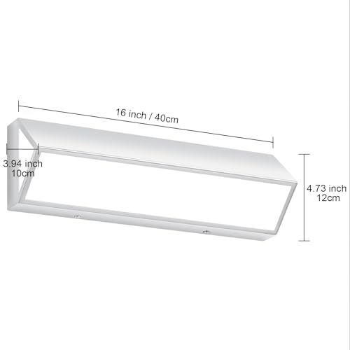 Image of 16-Inch LED Modern Bathroom Vanity Light Fixtures, Chrome Modern Acrylic Bathroom Wall Lighting Fixtures Over Mirror (Cool White 6000K)