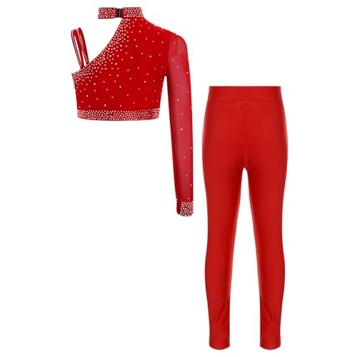 Girls Crop Top with Athletic Leggings Set 2 Piece Dance Outfits Gymnastics Workout Activewear Set3