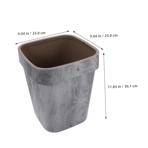 Caneca de basura plástica con diseño vintage de madera gris claro miniatura 2