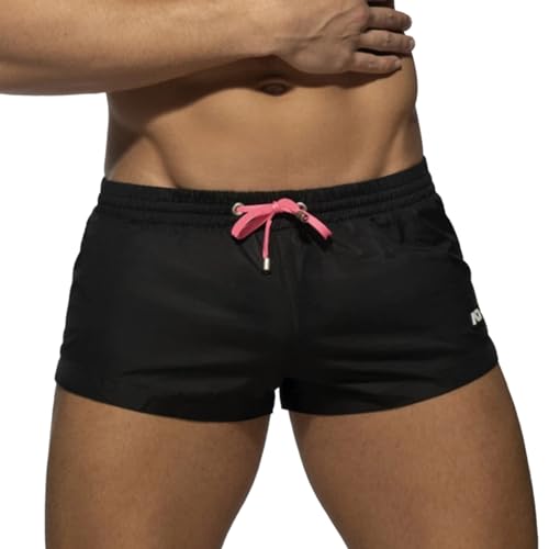 Bañador para hombre, pantalones cortos de baño para hombre, de secado rápido, pantalones cortos de playa de verano, ligeros, bañadores de playa con cordón ajustable, O negro., XL