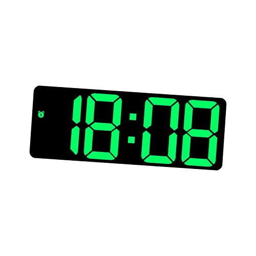 Fonowx デジタル壁時計 調光可能なデスクトップ大画面ディスプレイ 12H 24H 日付温度付き LED 目覚まし時計 ホール リビングルーム ベッドルームの横に, 緑