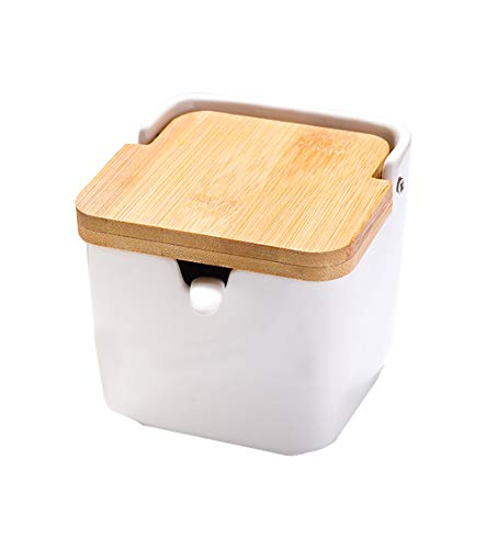Récipient en Céramique de Pot d'Assaisonnement - 400ML Étanche à l'Humidité sel Poivre Cruet Ménage Stockage Épices Pots Accessoires de Cuisine Blanc Cover