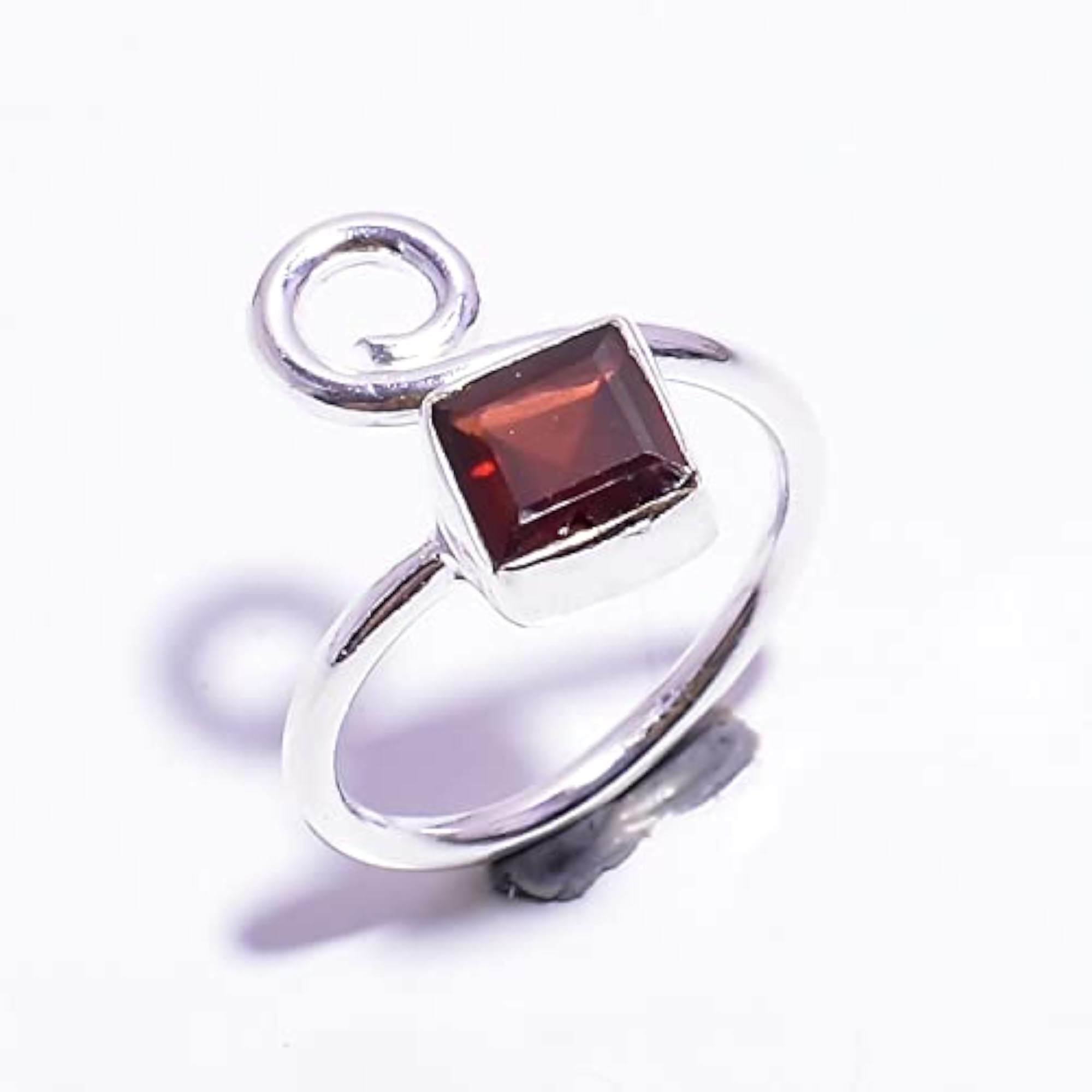 Children's Genuine Mozambique Garnet Square Shape Ring