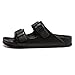 FUNKYMONKEY Women's Comfort Slides, Adjustable Double Buckle with Arch Support EVA Non-Slip Flat Sandals for Vacation & Daily Wear (9 M US-Women, Black)