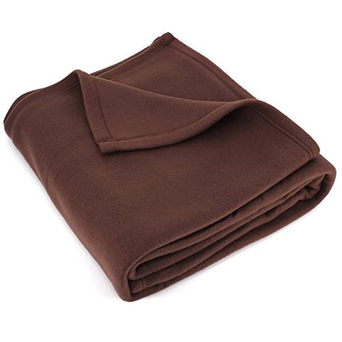 Linnea Couverture Polaire 180x220 cm Isba Marron Chocolat 100% Polyester 320 g/m2 traité Non-feu