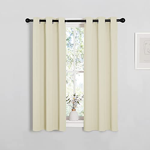 Image of NICETOWN Room Darkening Short Curtain Panels for Small Window, Beige, 2 Panels, W29 x L40 -Inch, Thermal Insulated Grommet Room Darkening Draperies /Drapes for Window