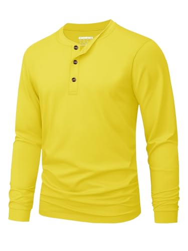 Image of MAGNIVIT Men's Long Sleeve Henley Shirts Cotton 3-Button Spring Casual T-Shirts Solid Color Soft Basic Tops 2026