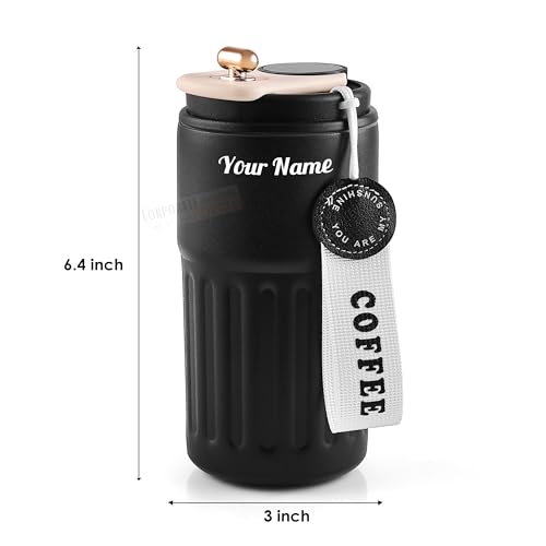 Image of CORPORATE PORIUM Customised Stainless Steel Coffee Mug 350 ML | Double Wall Coffee Mug Steel Diwali Item | Hot & Cold for 4 Hours | Office Coffee Cup (Top Clip Mug)