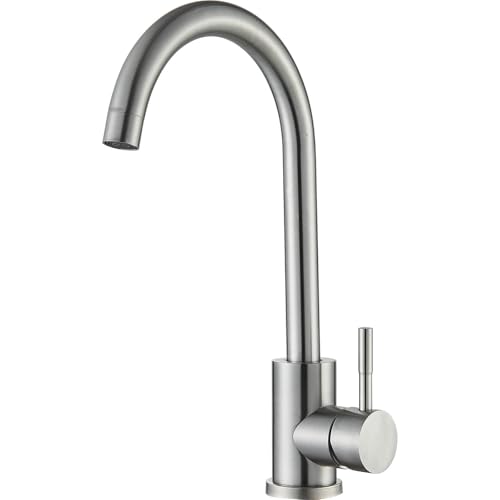 Kitchen Taps Stainless Steel Hevenaov Kitchen Sink Mixer Taps with 360º Swivel Spout, Single Lever Mixer Tap for Kitchens 1 Hole Brushed Nickel