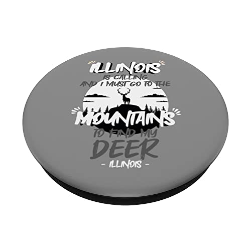 I Must Go Mountains Find Sunset Light Illinois Deer Hunting PopSockets Swappable PopGrip, Black - Image 2