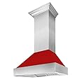 48" Ducted DuraSnow Stainless Steel Range Hood with Red Matte Shell (8654RM-48)