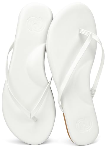 Image of INMINPIN Flat Flip Flops with Arch Support for Women - Memory Foam Flats Summer Sandals 2026 - Ultra Comfort Vegan Leather Thong Sandals Summer Beach Slide