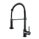Cobbe Kitchen Sink Mixer Tap, Spring Kitchen Taps with Pull Down Sprayer, Commercial Kitchen Faucet Single Handle Lever, High Arc Swivel 360° 2 Spray Mode Mixer Tap (Black)