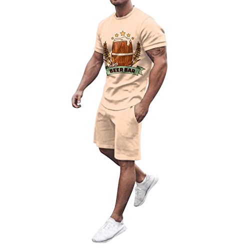 Oktoberfest Herren Outfit 2-teilig Kurzarm T-Shirt + Kurze Hose Sets...