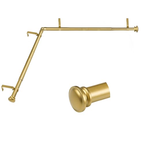 TONIAL Corner Curtain Rods for Windows 32-86 Inch Black Small Cap End