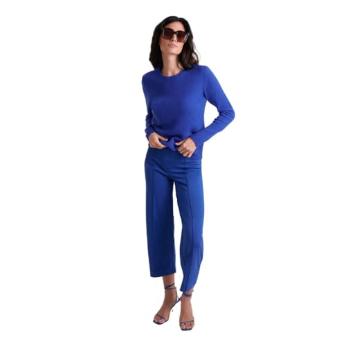 Image of Style Republic 100% Pure Cashmere Long Sleeve Crew Neck Sweater for Women (Royal Blue, Large)