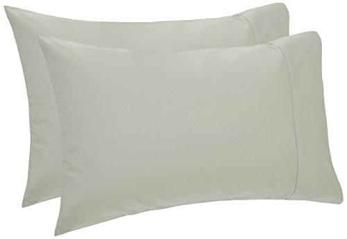 Amazon Brand – Pinzon 400 Thread Count Egyptian Cotton Sateen Hemstitch Pillow Cases - Set of 2, Standard, Sage