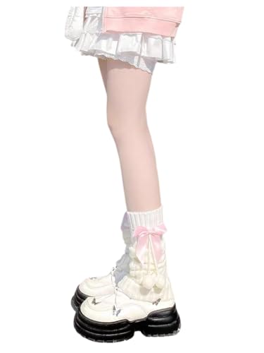 SHENHE Women's Cute Cable Knit Leg Warmers Y2k 80s Dance Kawaii Bow Leg Warms Boot Socks