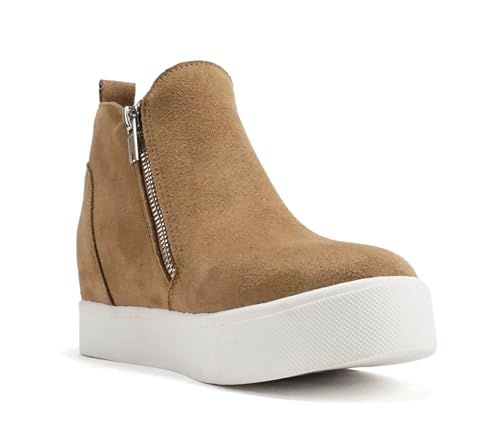 Image of Soda Taylor Hidden Wedge Sole Booties Ankle Heels Sneaker Shoes Side Zipper
