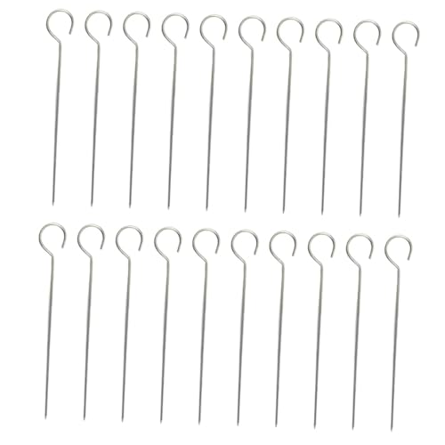 BCOATH 20 piezas Pinchos Barbacoa Acero Inoxidable Reutilizables para Carne con Mango Antideslizante Brochetas para Parrilla y Bbq Exteriores