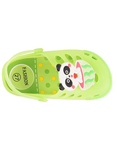 Image of Yellow Bee Panda in Watermelon LED Clogs for Boys, Green