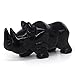 ZHENYANG CAREG 4"Rhinoceros Statue Natürliche Schwarz Obsidian Kristall Hand Geschnitzte polierte Stein Tier Figur Handwerk Home Zimmer Schreibtisch Dekoration