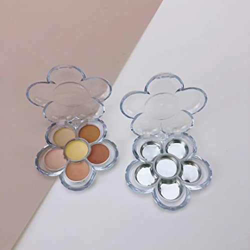 5 Pieces Flower Shape 6 Grids Empty Eyeshadow Tray with Aluminum Palette Refillable Powder Lipstick Cosmetics Container Box for Festivals Party Club Appointment Wedding