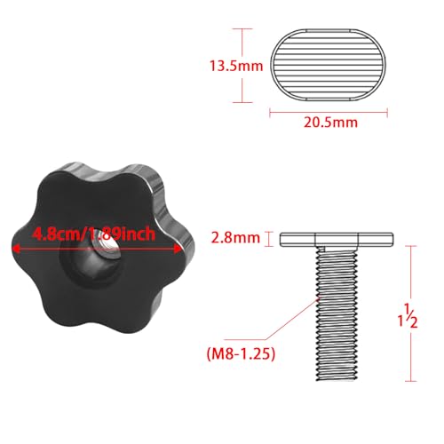 Image of 20 pcs T Bolts (M8 1-1 /2 inch Long) and 5 pcs 6-Star Clamp Knobs and Compatible with T Track Accessories Feather Boards Woodworking jigs and fixtures