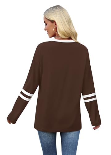 Image of Sampeel Long Sleeve Shirts for Women Color Block Casual Tops Fall Outfits 2026 Basic Tees Trendy Spring Clothes