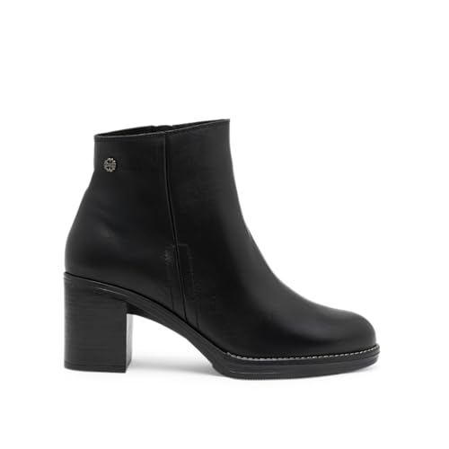 Bottines en cuir à talon noir Rania Porronet pour femme active