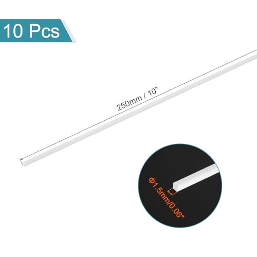 QUARKZMAN 10 Stück ABS Kunststoff Stab Quadrat Massivstab 1/16 x 10 Weiß Glatter Kunststoffrohrstäbe für Handarbeitsmodellmaterial, DIY Sandtisch, Architekturmodellbau