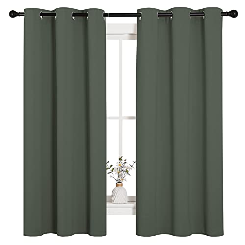 Image of NICETOWN Blackout Curtain Panels, Home Decoration Thermal Insulated Solid Grommet Blackout Drape for Dining Room (Dark Mallard, 1 Pair, 42 by 63-Inch)