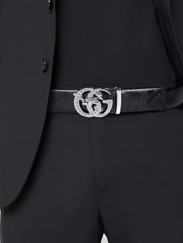 Barry.Wang Mens Ratchet Belt,Genuine Leather Belts 1 3/8" Automatic Buckle Carnival Dress Casual,Trim To Fit - Image 6