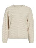 Vila, Pull adulte, coupe normale, tricot torsadé, col rond, manches longues